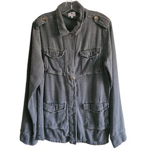SUNDRY Distressed Military‎ Utility Cargo Jacket Gray SF-A7-720 Women's Large*
